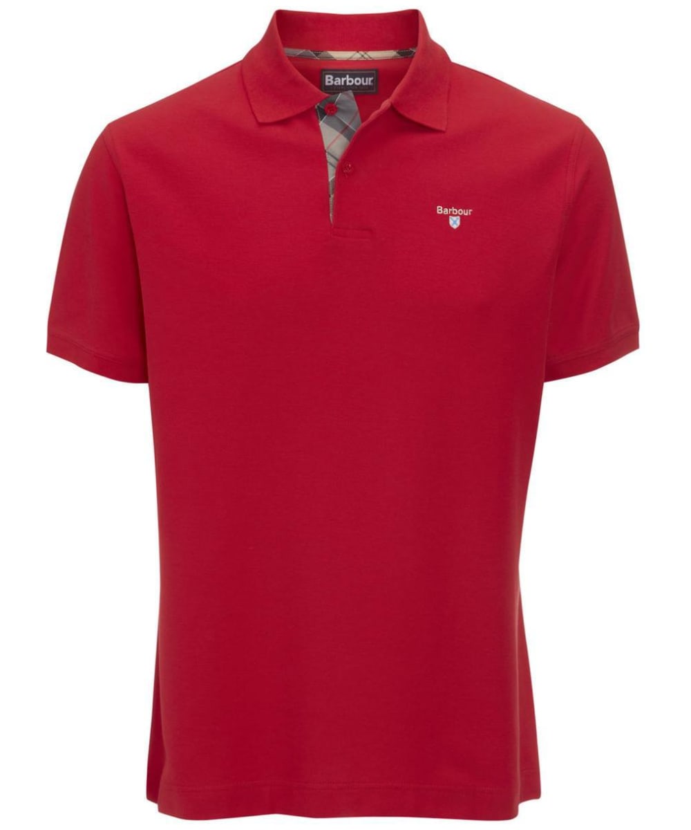 View Mens Barbour Tartan Pique Polo Shirt Red UK XL information