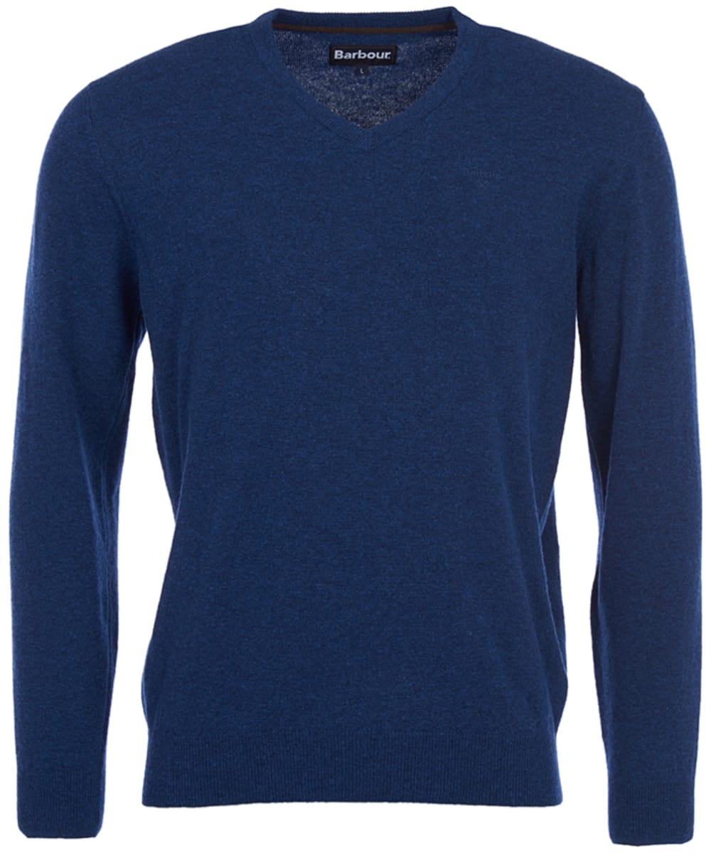 View Mens Barbour Essential Lambswool V Neck Sweater Deep Blue UK XL information