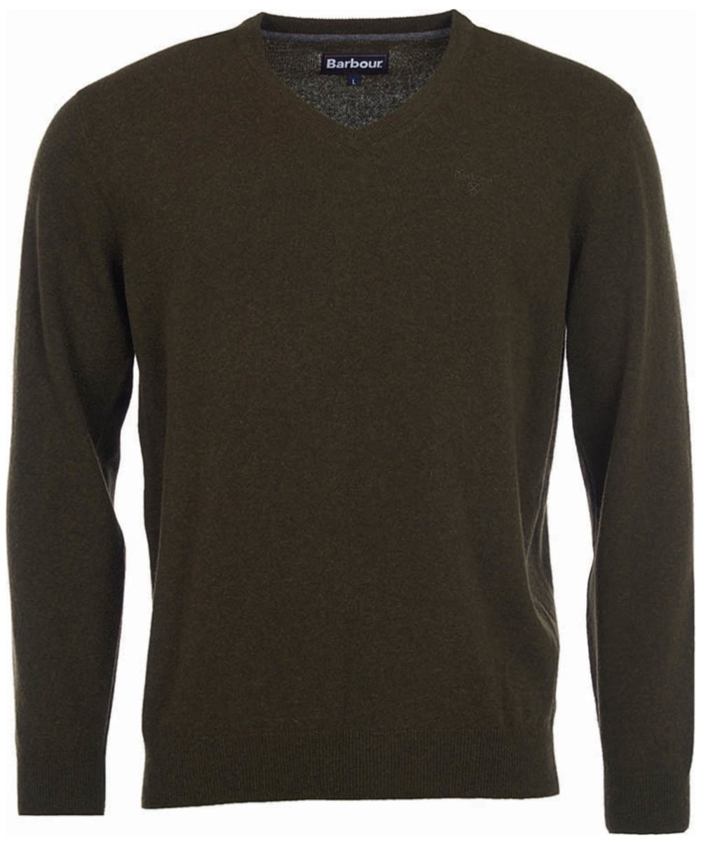 View Mens Barbour Essential Lambswool V Neck Sweater Seaweed UK XXL information