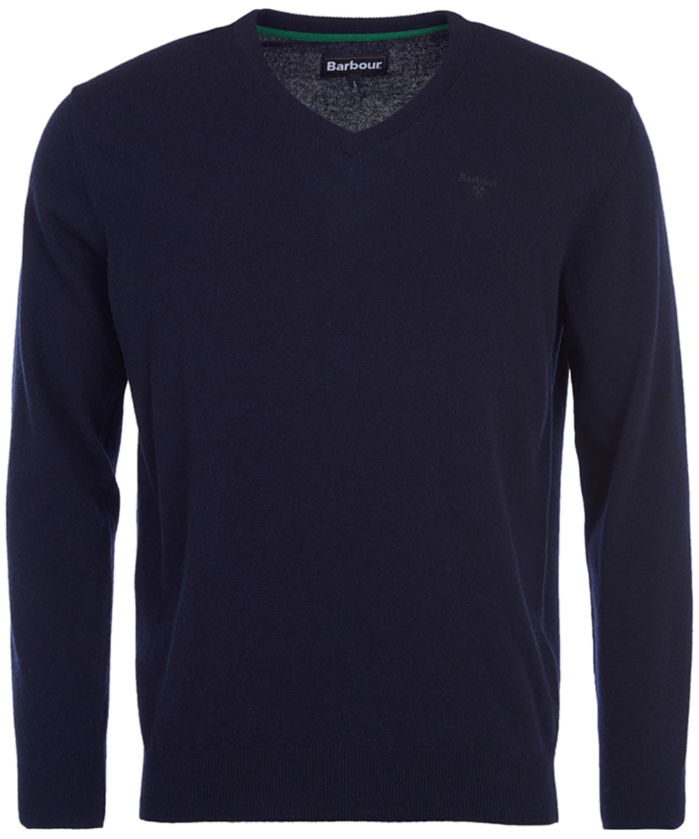 View Mens Barbour Essential Lambswool V Neck Sweater Navy UK M information