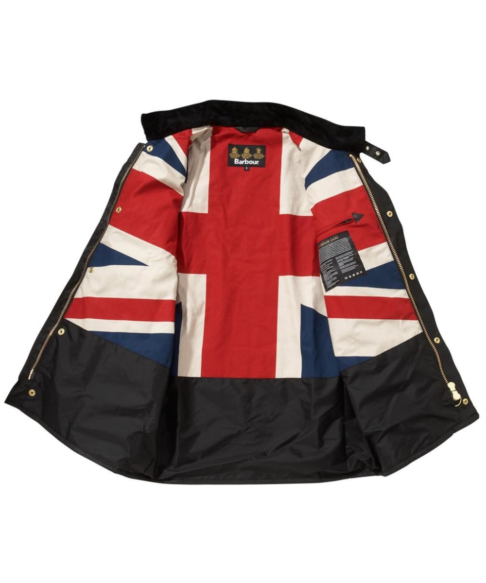 Barbour International Men's Union Jack Waxed Jacket, Black