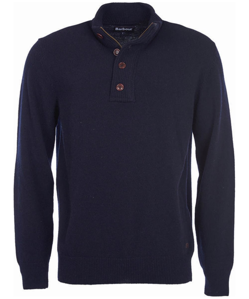 View Mens Barbour Patch Half Button Lambswool Sweater Navy UK S information