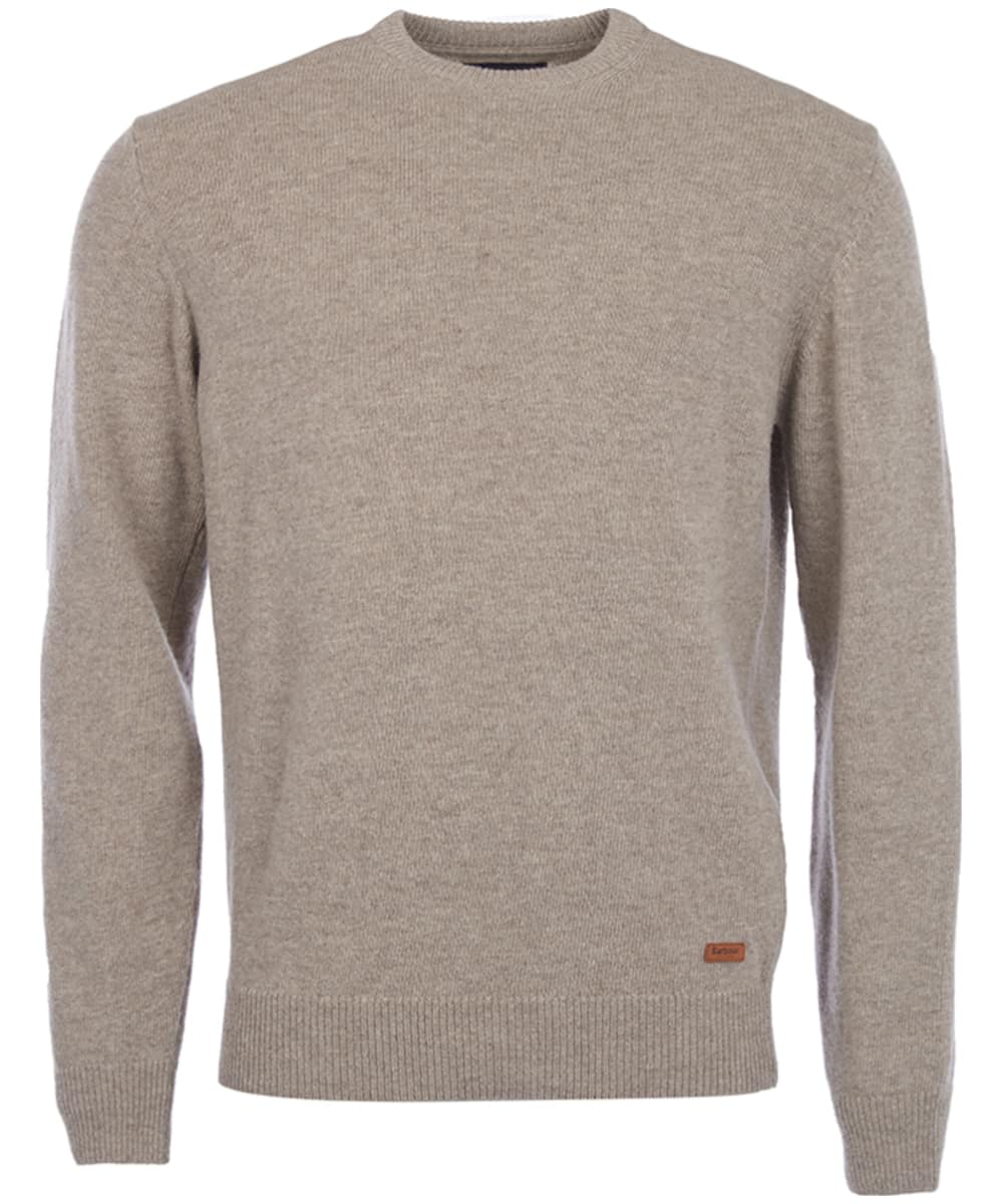 View Mens Barbour Patch Crew Neck Lambswool Sweater Stone UK S information