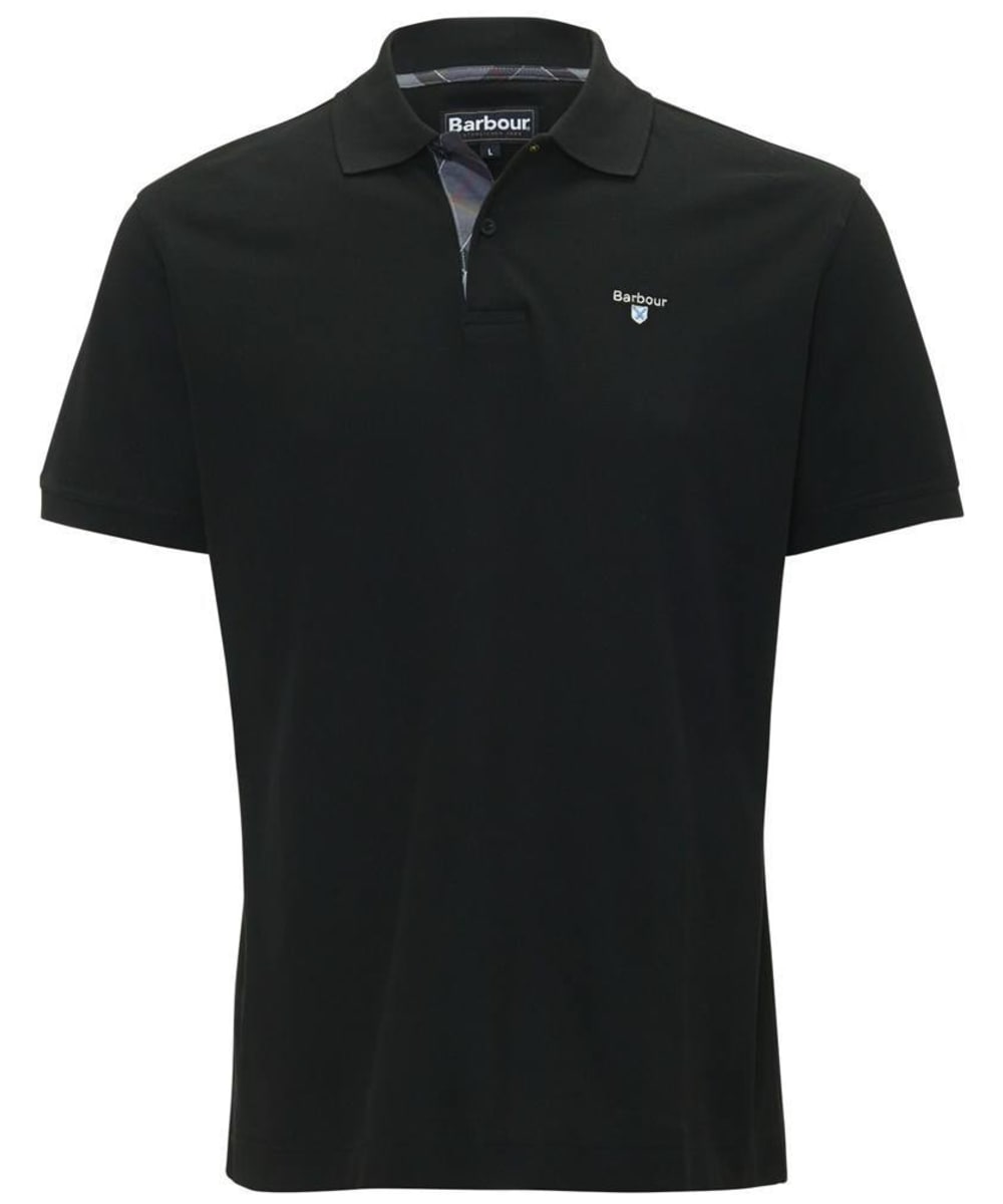 View Mens Barbour Tartan Pique Polo Shirt Black UK XL information