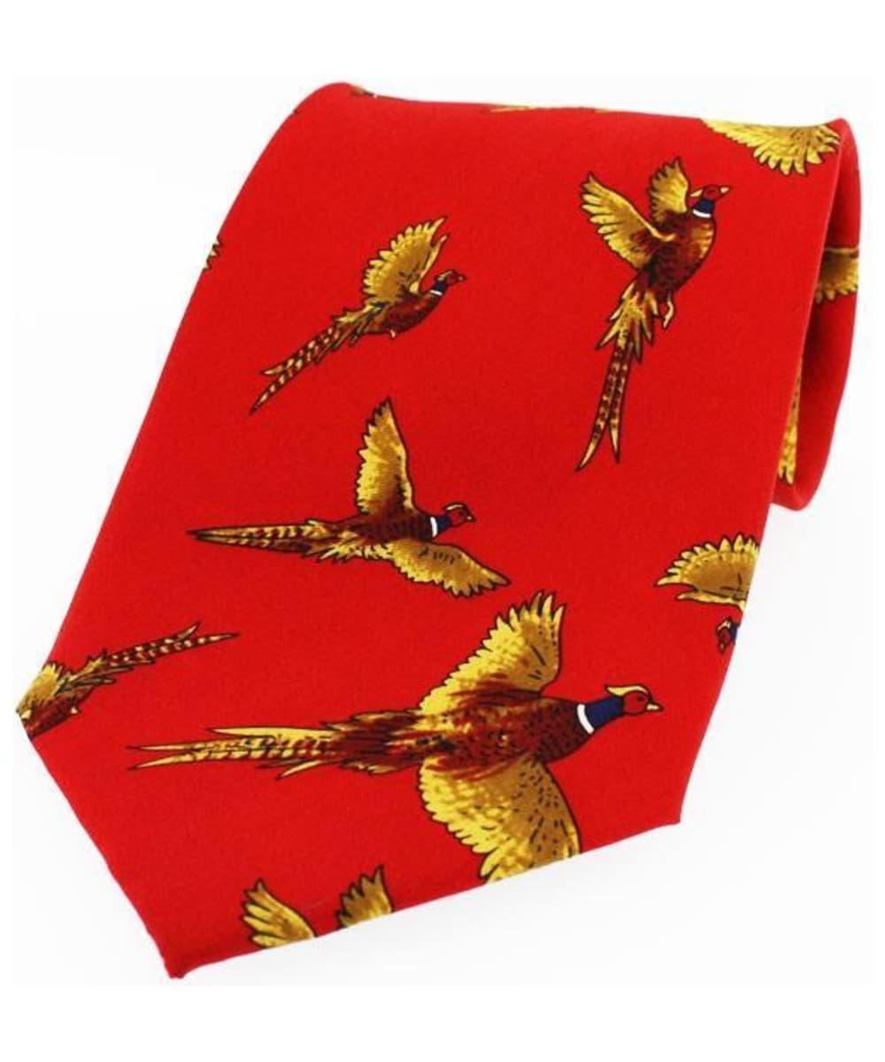 View Mens Soprano Large Flying Pheasants Silk Tie Red One size information