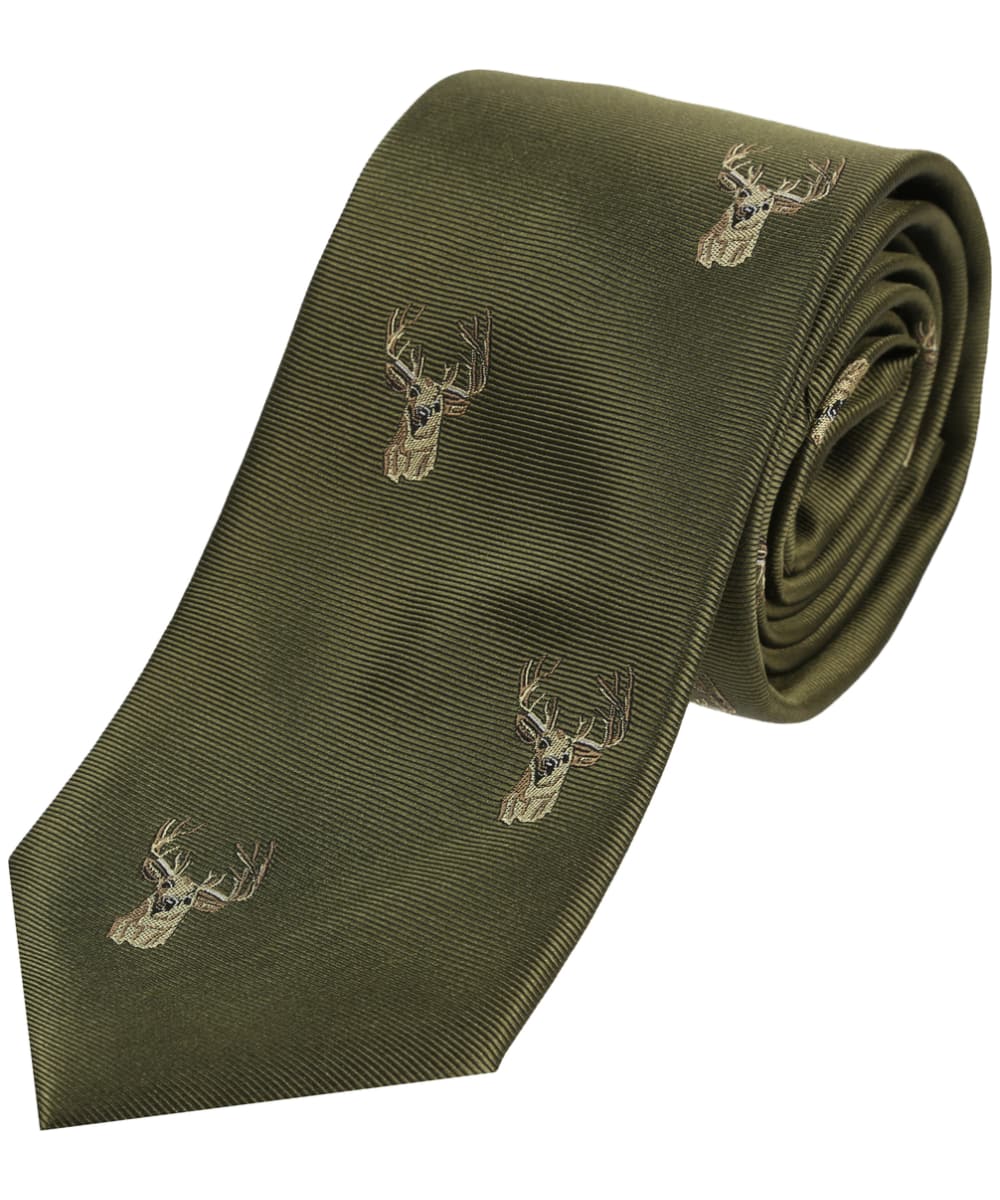 View Mens Soprano Stags Head Silk Tie Green One size information