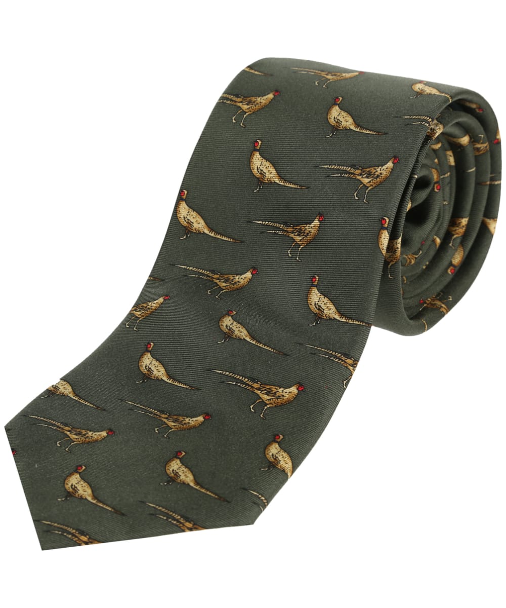 View Mens Soprano Standing Pheasants Silk Tie Green One size information