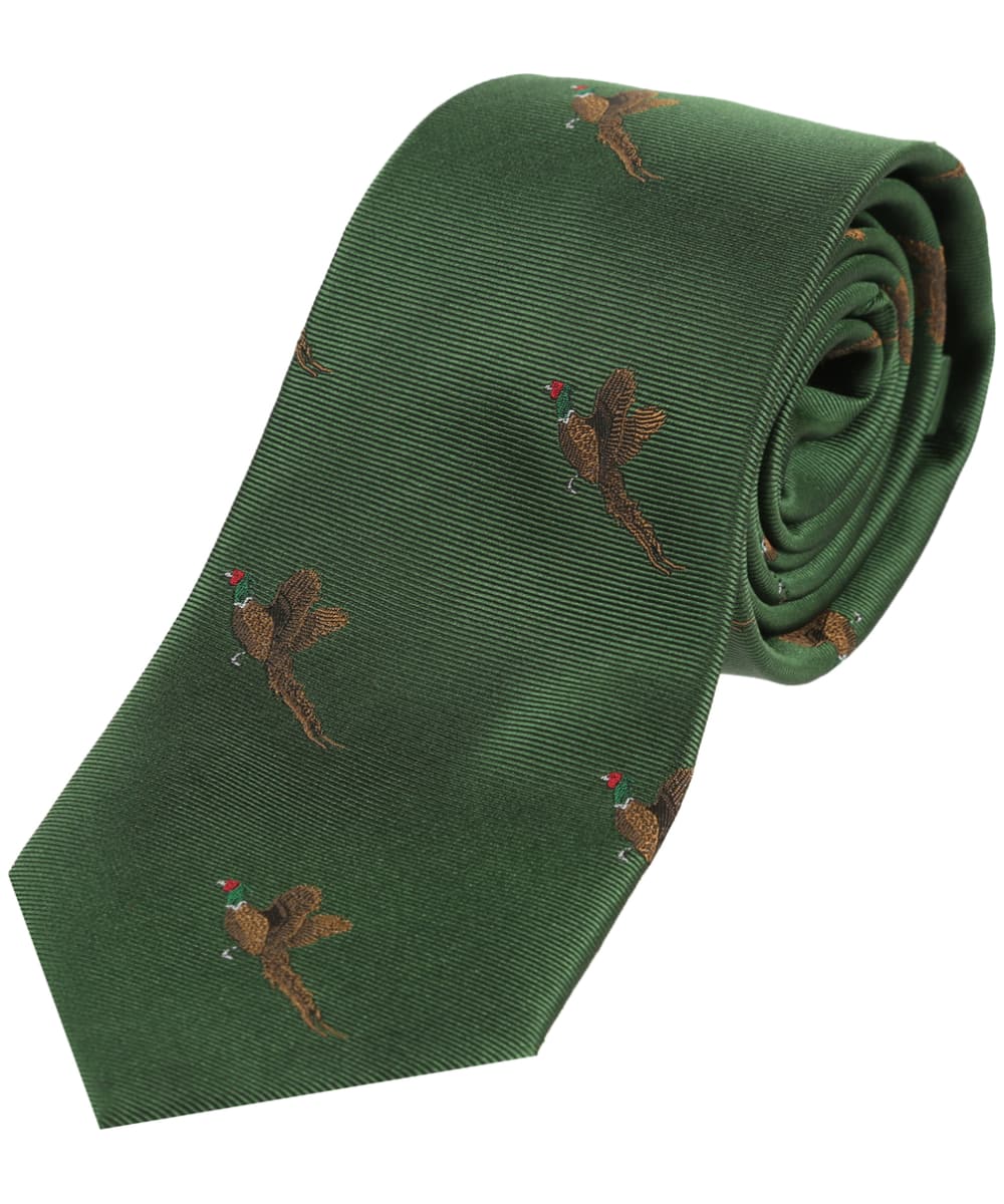 View Mens Soprano Small Pheasants Silk Tie Green One size information