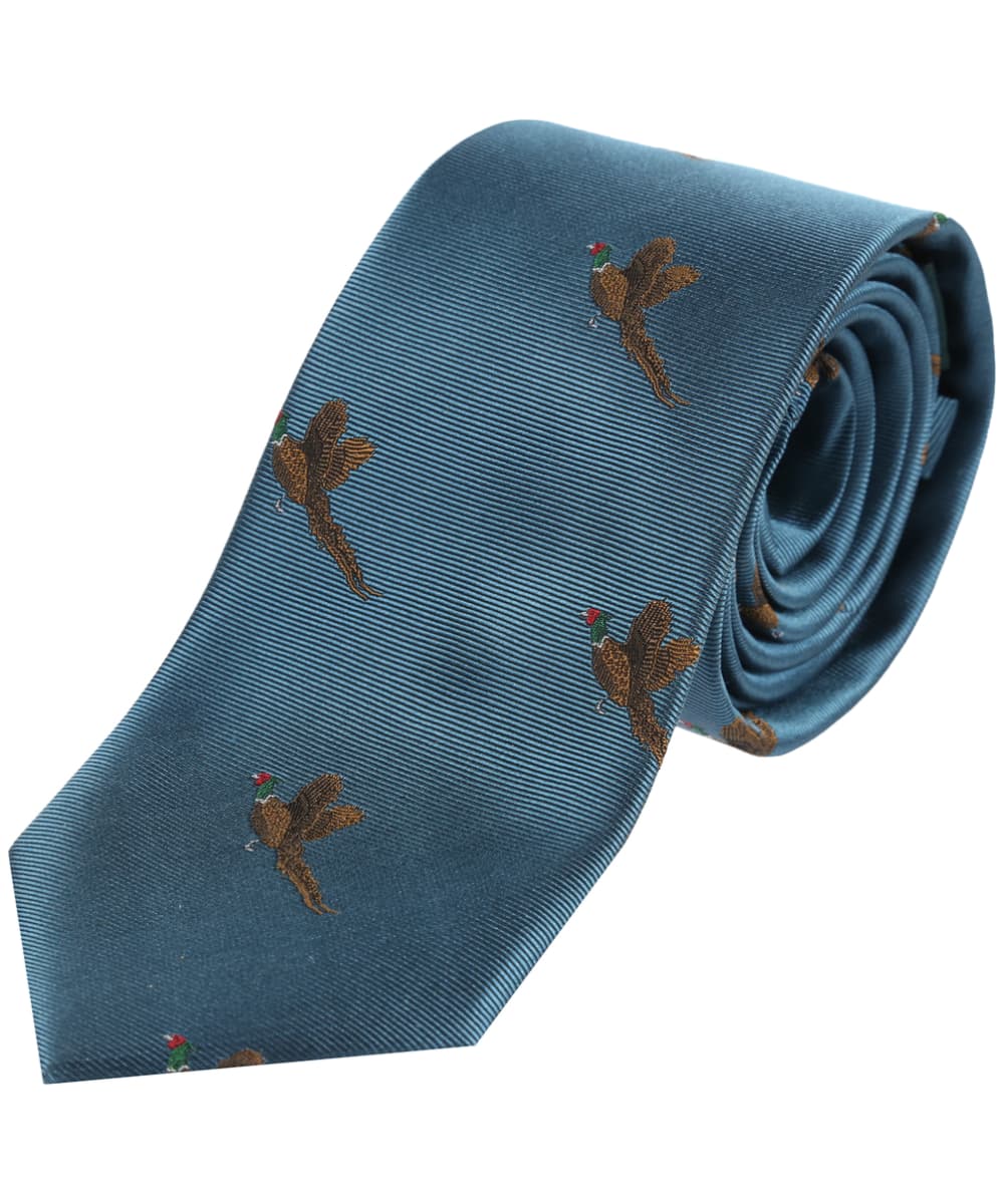 View Mens Soprano Small Pheasants Silk Tie Turquoise One size information