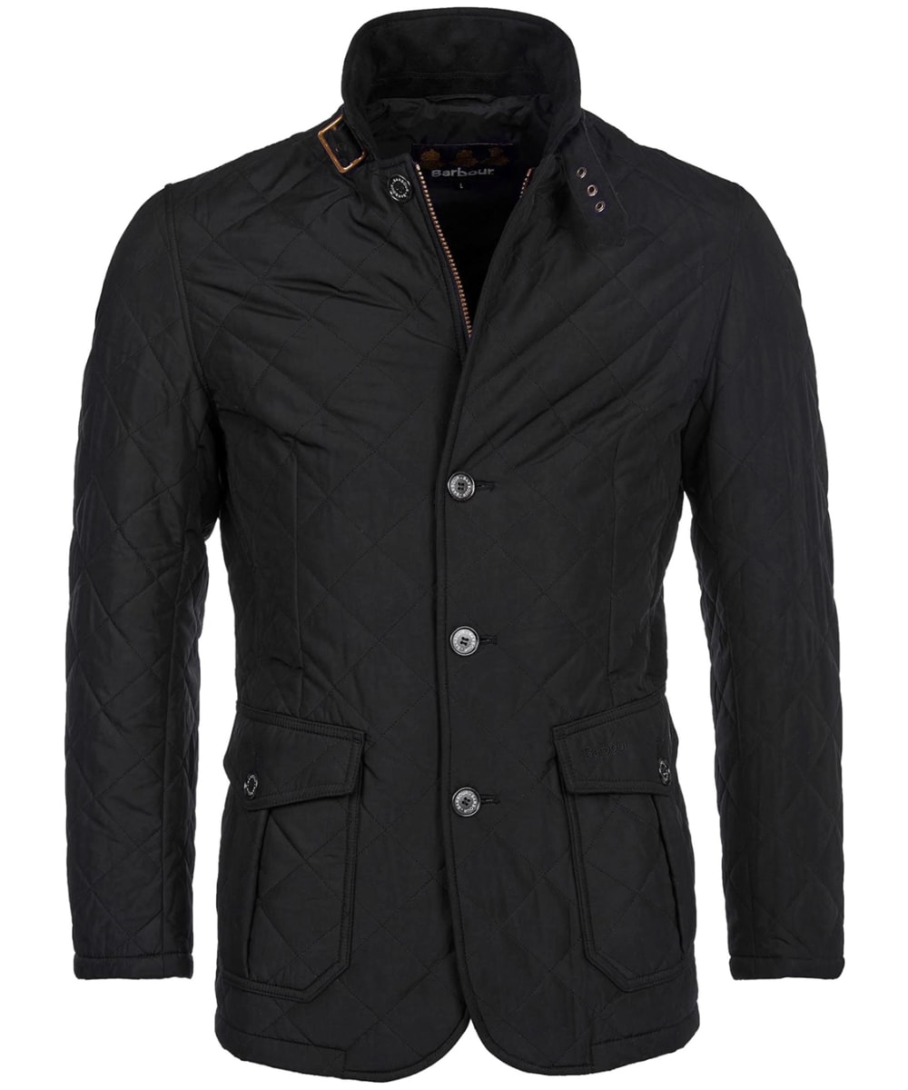 barbour black quilted jacket mens