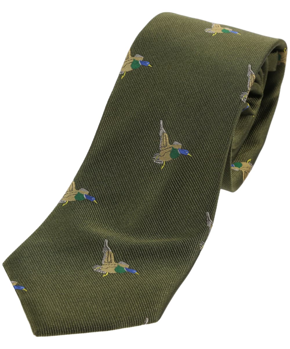 Men's Soprano Green Flying Ducks Silk Tie