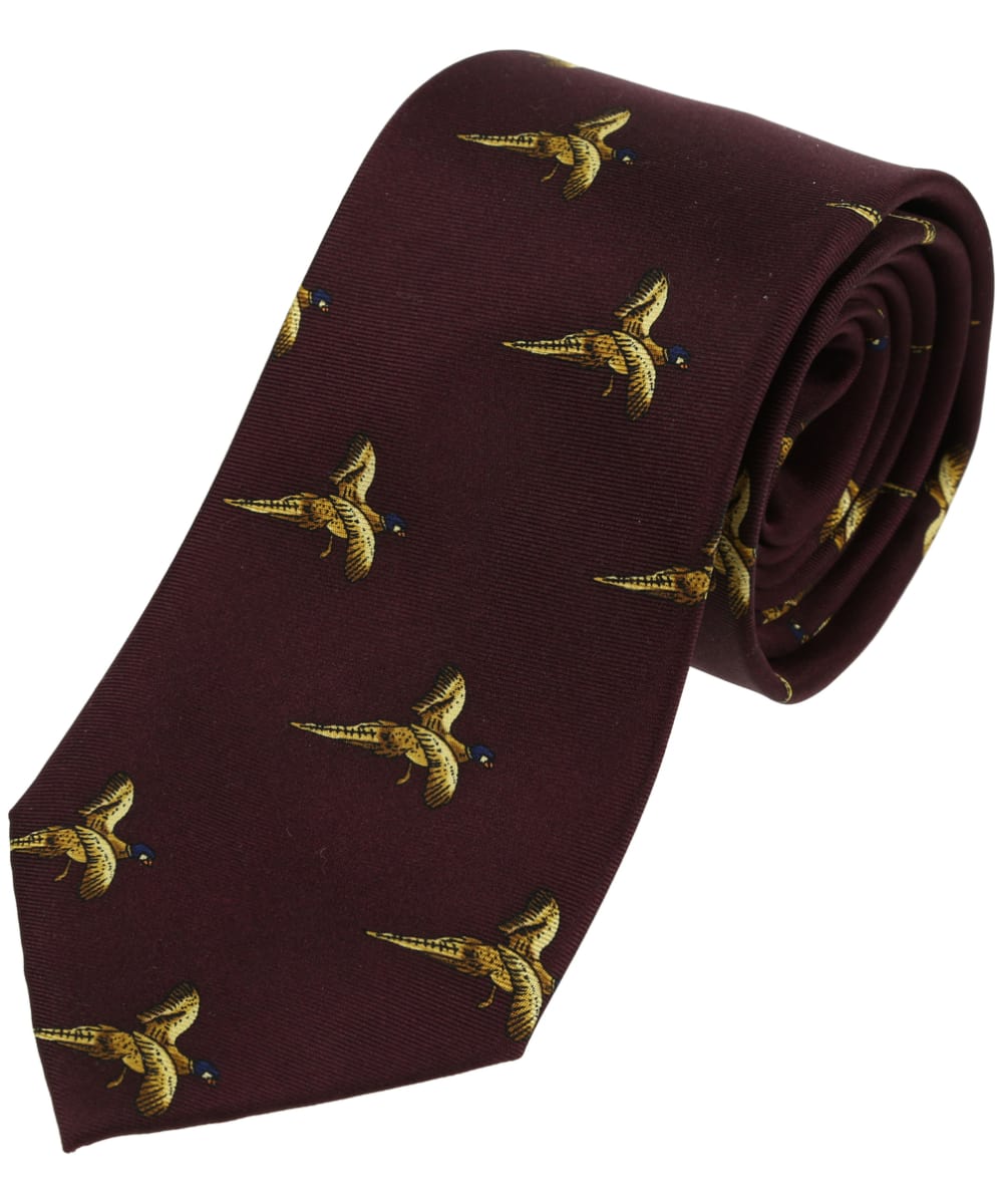 View Mens Soprano Flying Pheasant Country Silk Tie Wine One size information