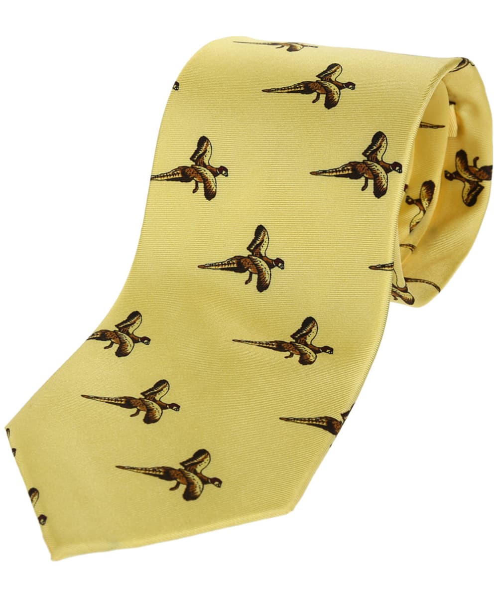 View Mens Soprano Flying Pheasant Country Silk Tie Pastel Yellow One size information