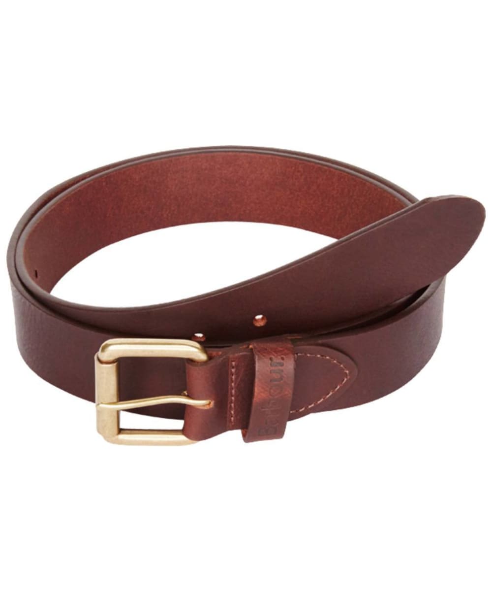barbour brown leather belt