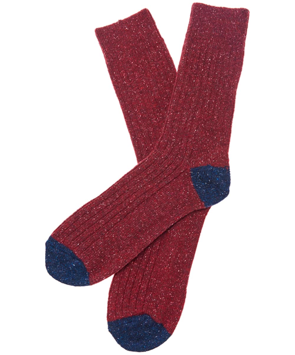 View Mens Barbour Houghton Socks Red Navy M 68 UK information