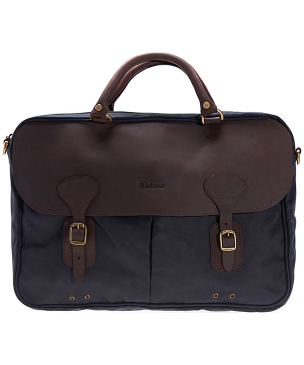 View Barbour Wax and Leather Briefcase Navy One size information