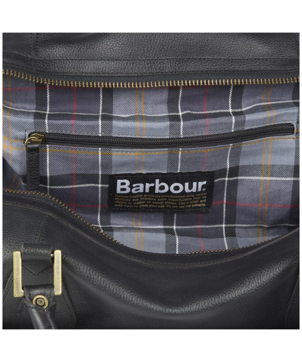 barbour leather medium travel explorer bag black