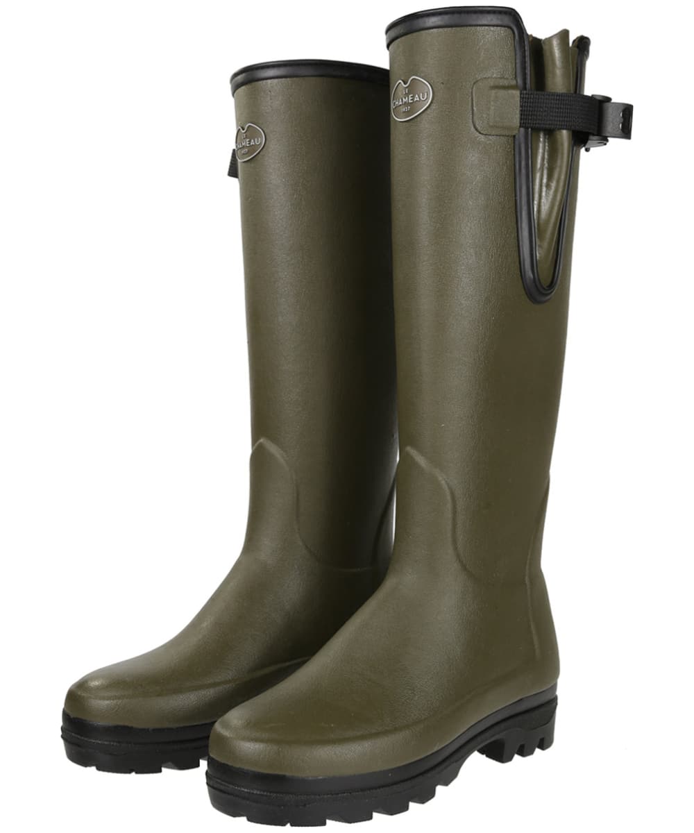 Green Le Chameau Country Lady Fourree Fur Lined Wellington Boots