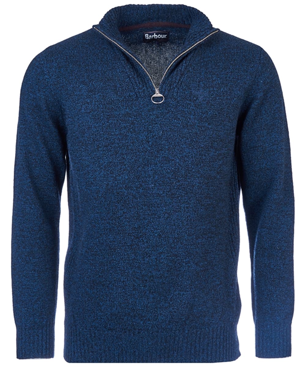 View Mens Barbour Essential Wool Half Zip Sweater Navy Mix UK XL information