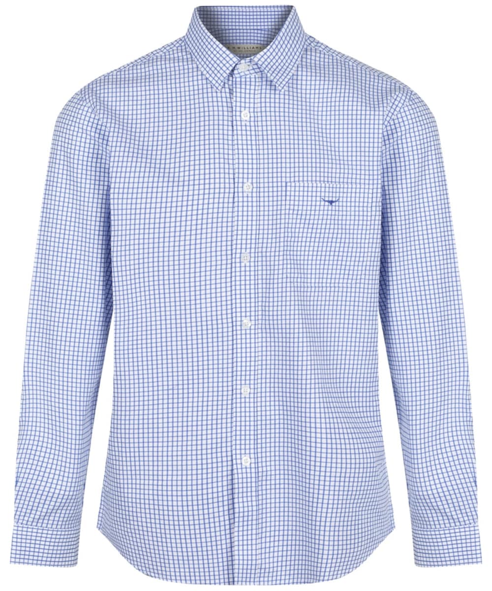 View Mens RM Williams Collins Cotton Twill Checked Shirt White Blue UK S information