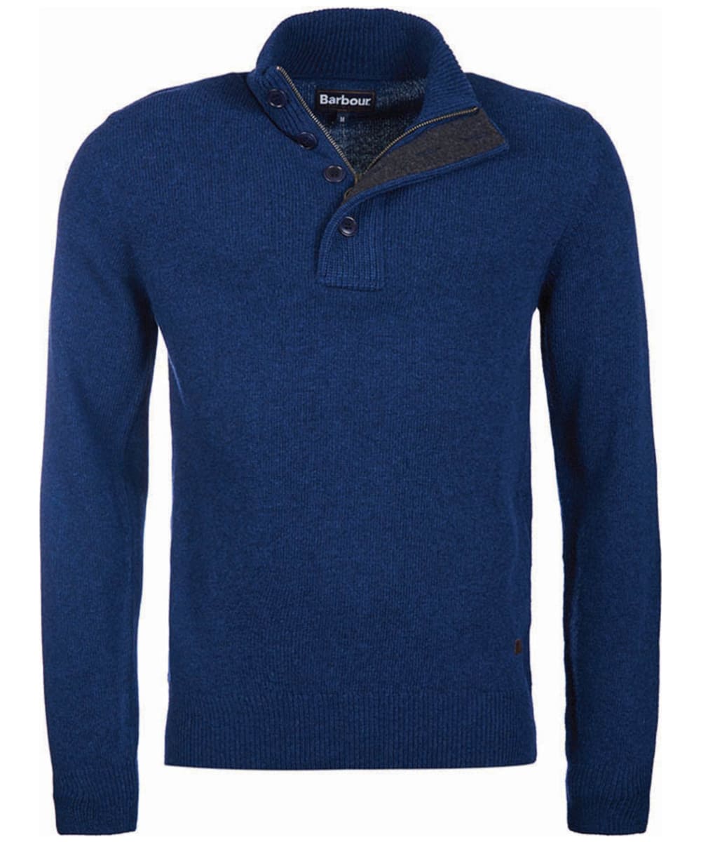 View Mens Barbour Patch Half Button Lambswool Sweater Deep Blue UK M information