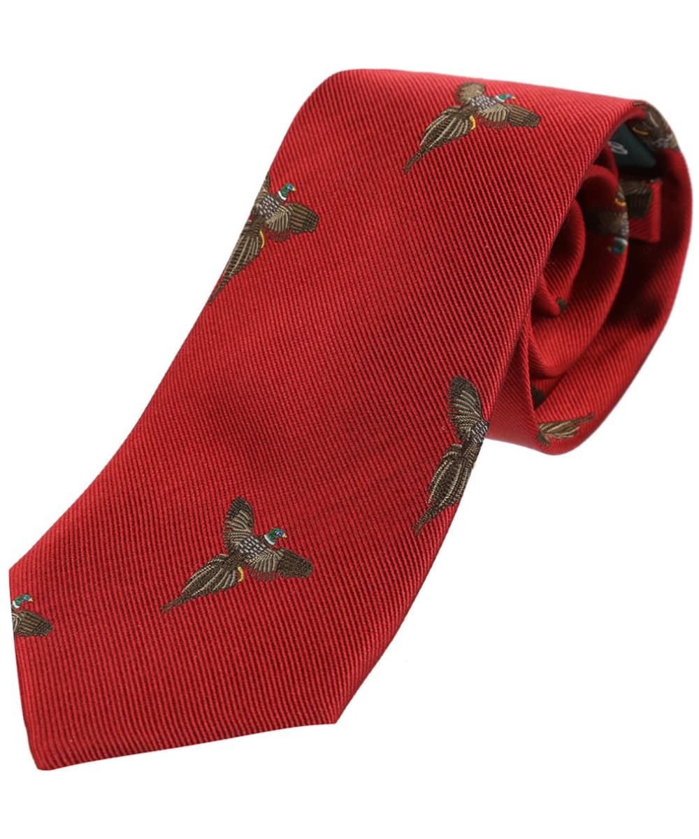 View Mens Soprano Flying Pheasant Print Silk Tie Red One size information
