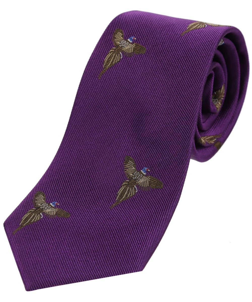 View Mens Soprano Flying Pheasant Print Silk Tie Purple One size information