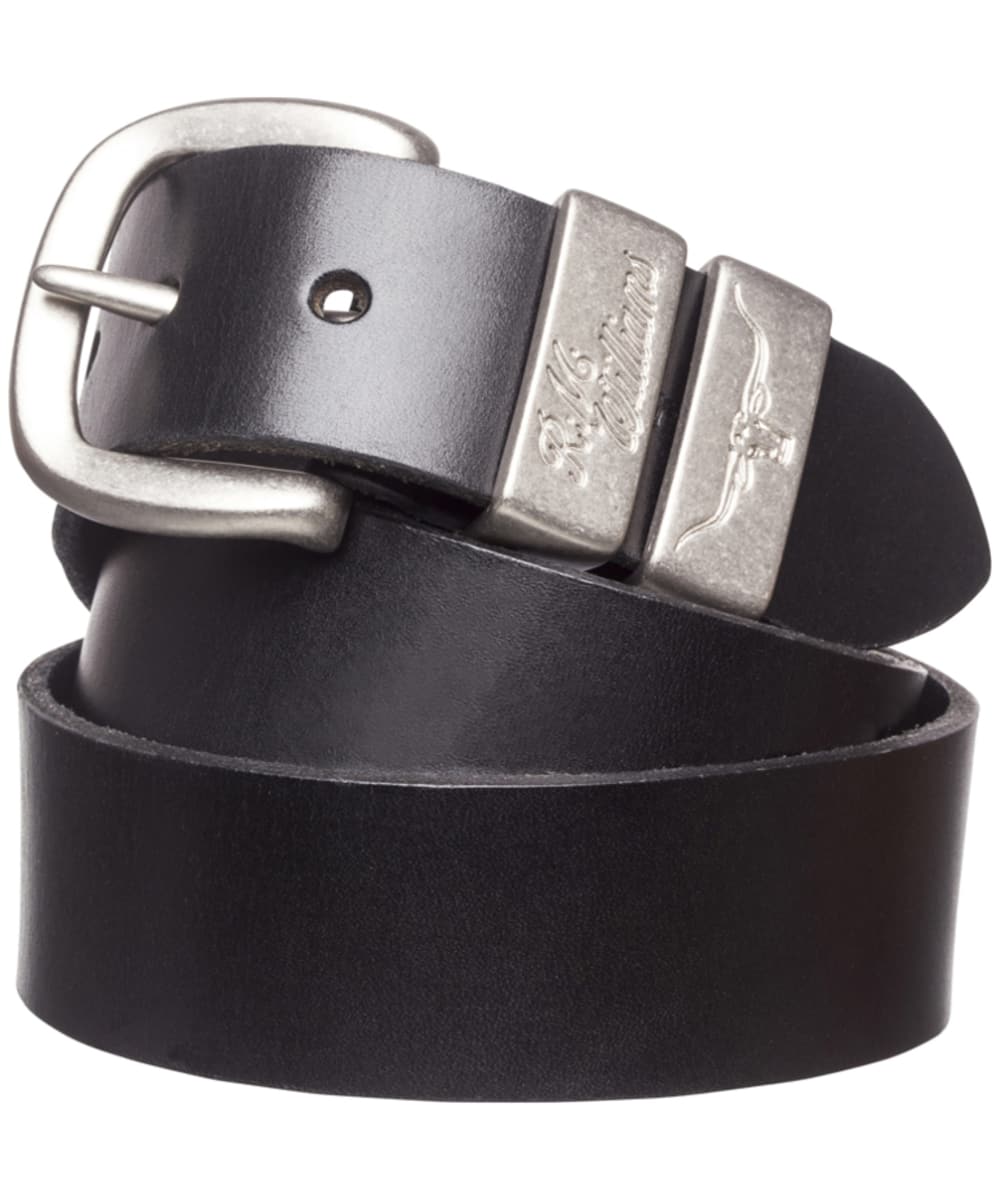 View Mens RM Williams 1 12 3 Piece Solid Hide Leather Belt Black 32 information