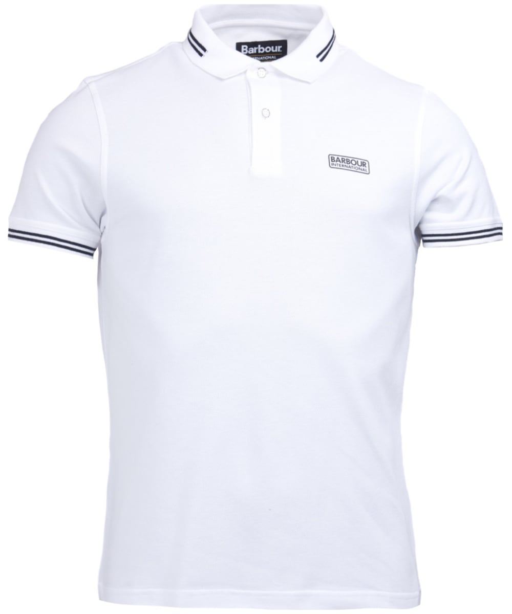 View Mens Barbour International Essential Tipped Polo Shirt White UK XXXL information