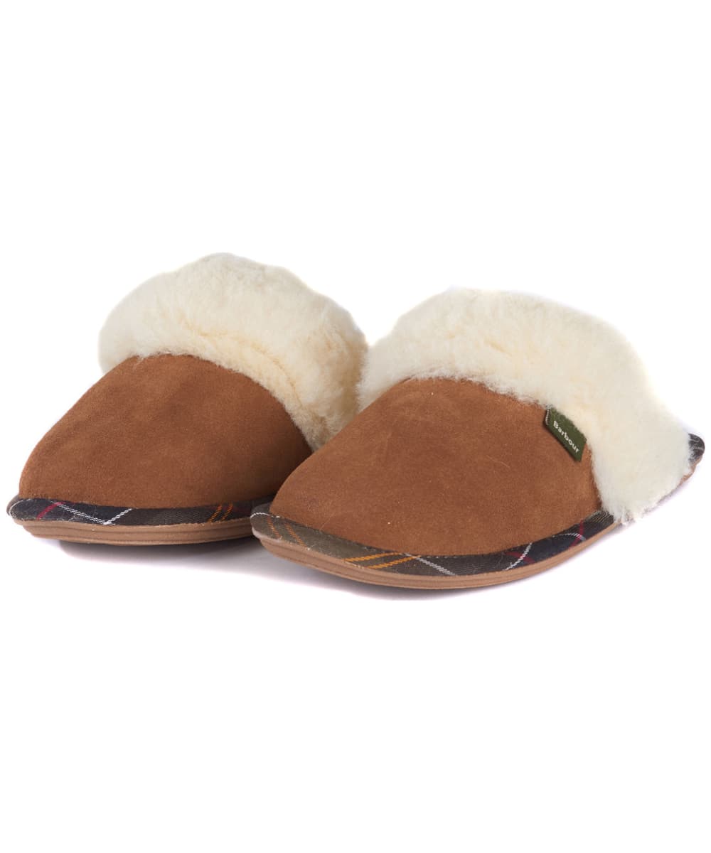View Womens Barbour Lydia Suede Mule Slippers Camel Suede UK 7 information