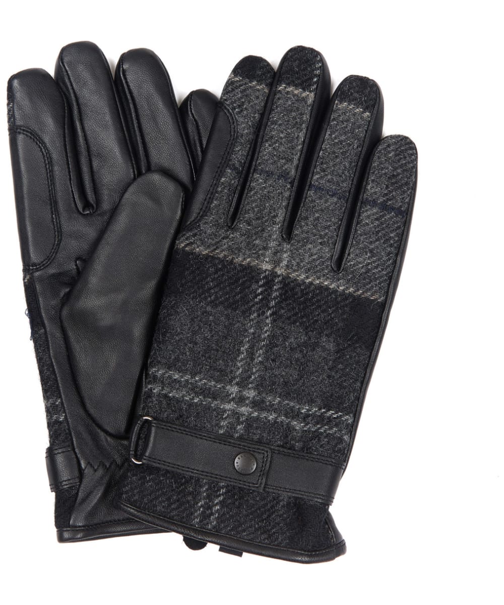 View Mens Barbour Newbrough Tartan Gloves Black Grey L information