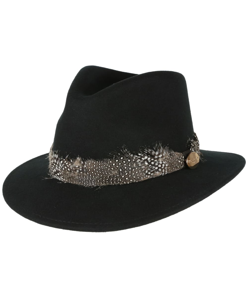 View Womens Hicks Brown The Suffolk Fedora Guinea Feather Wrap Black XL 6162cm information