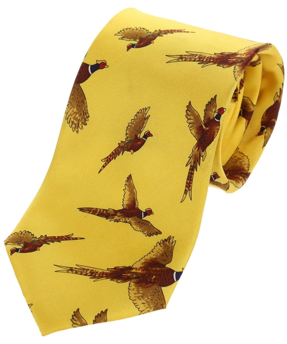View Mens Soprano Flying Pheasants Silk Tie Gold One size information