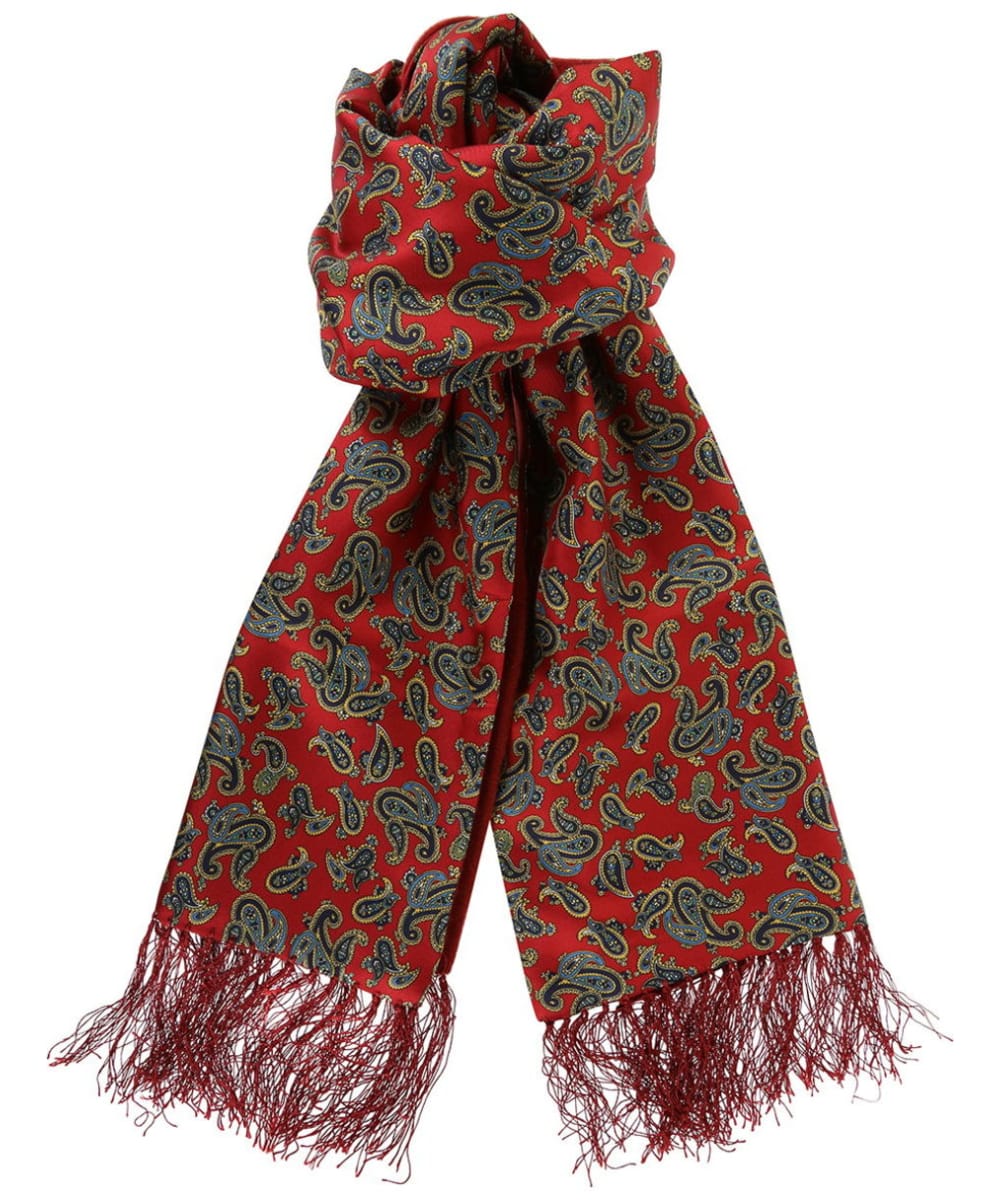 View Mens Soprano Edwardian Paisley Silk Scarf Red Paisley One size information