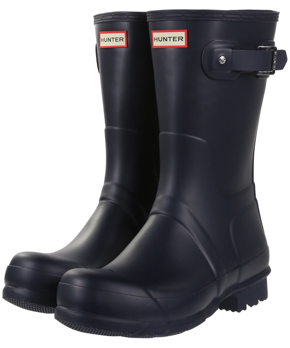 Womens Mens Shoes Mens Boots Wellington and rain boots HUNTER Rubber Original Short Welly Boots in Navy Blue 
