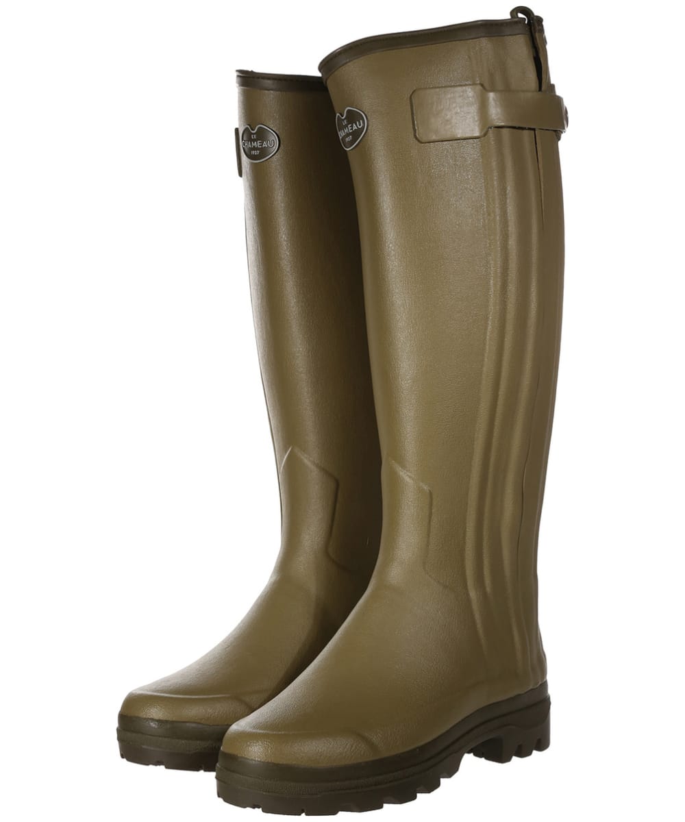 View Womens Le Chameau Chasseur Neoprene Lined Wellington Boots Green UK 4 information