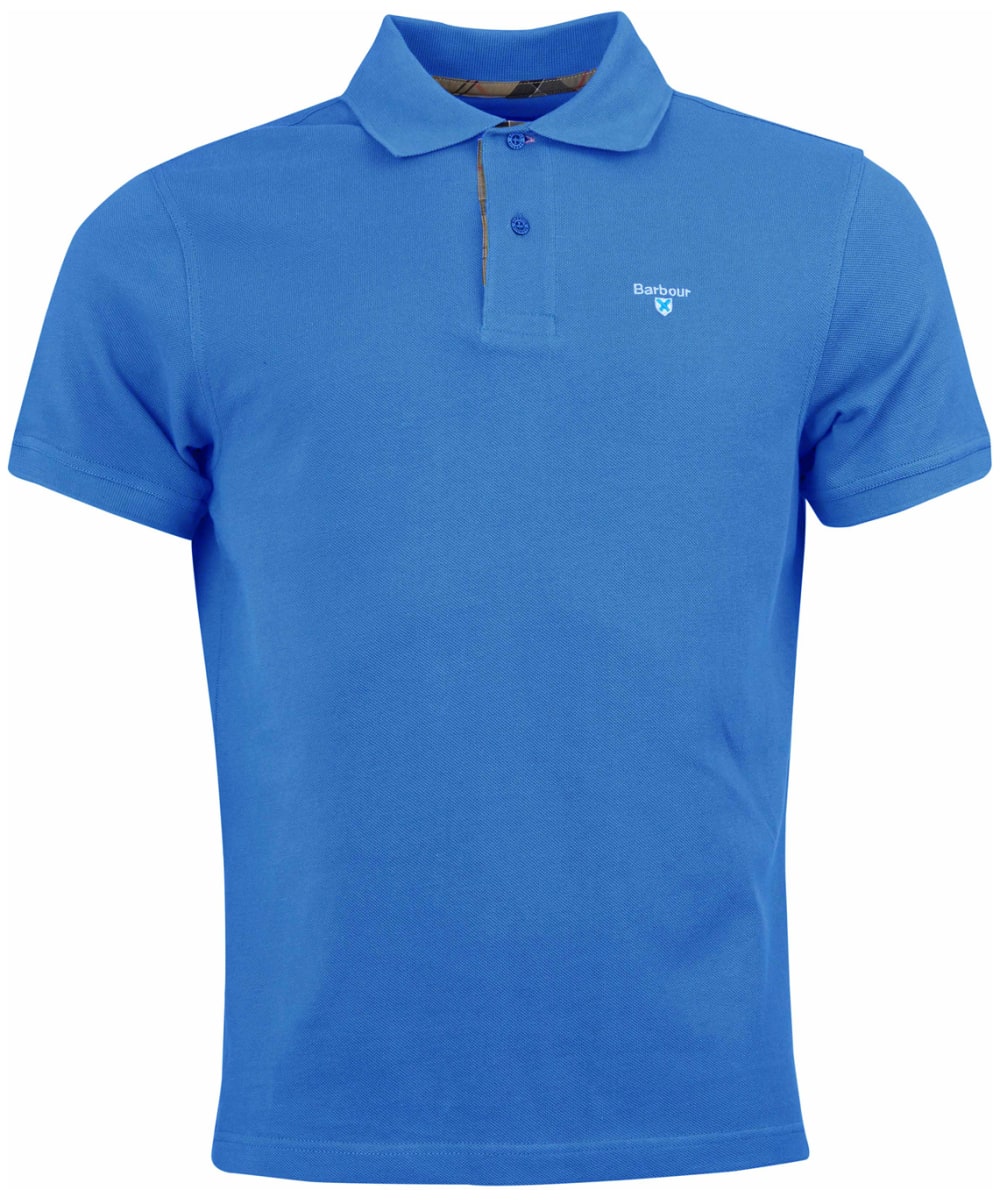 View Mens Barbour Tartan Pique Polo Shirt Delft Blue UK L information