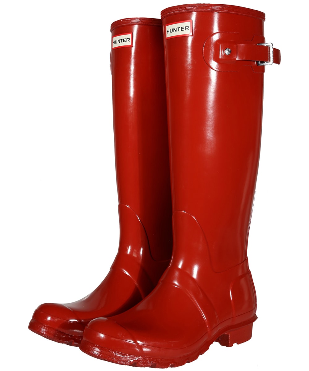 View Womens Hunter Original Tall Gloss Wellington Boots Military Red UK 7 information