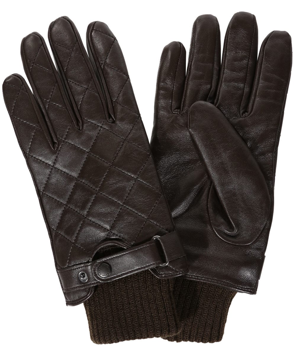 barbour quilted leather gloves black
