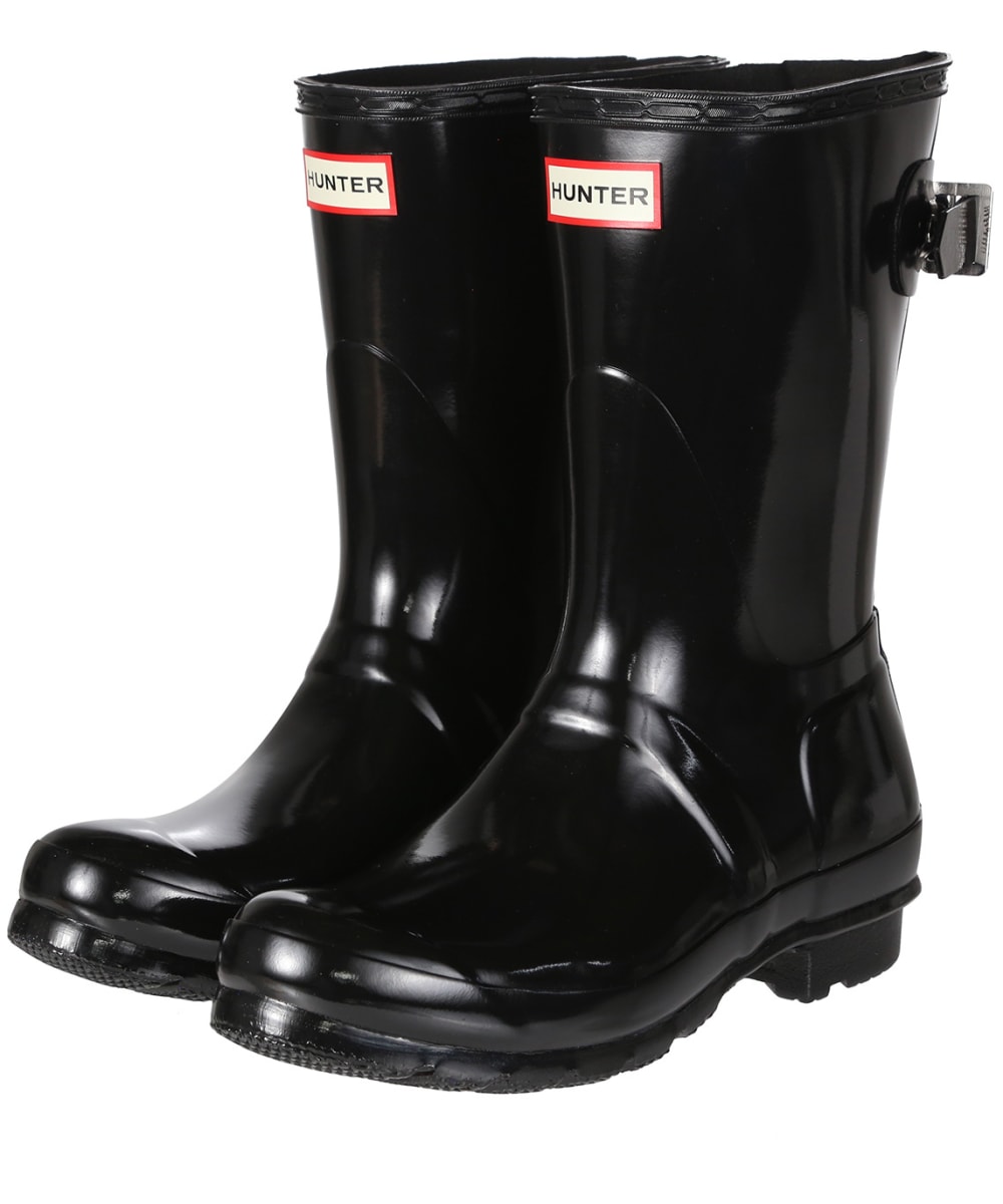 hunter short black gloss boots