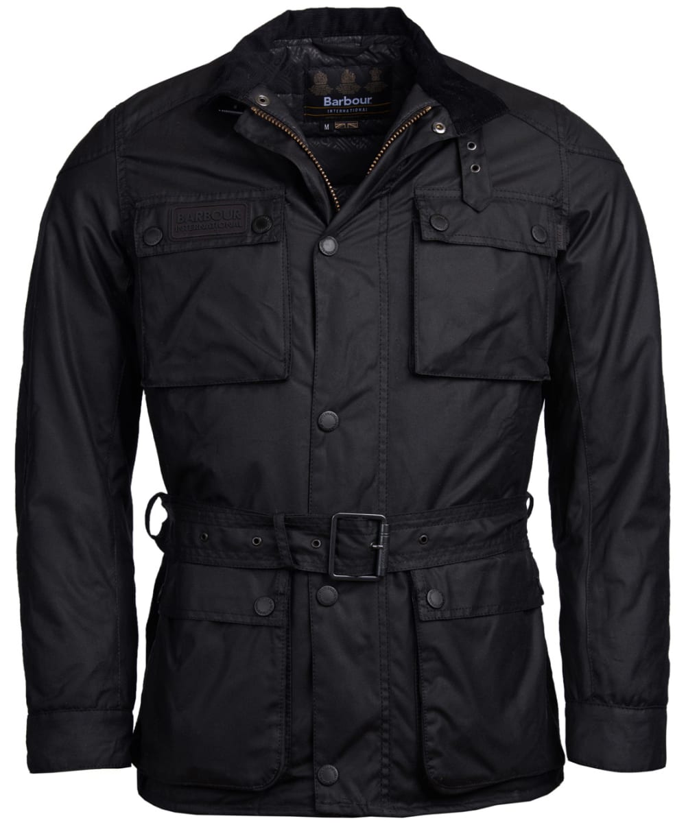 View Mens Barbour International Blackwell Waxed Jacket Black UK S information