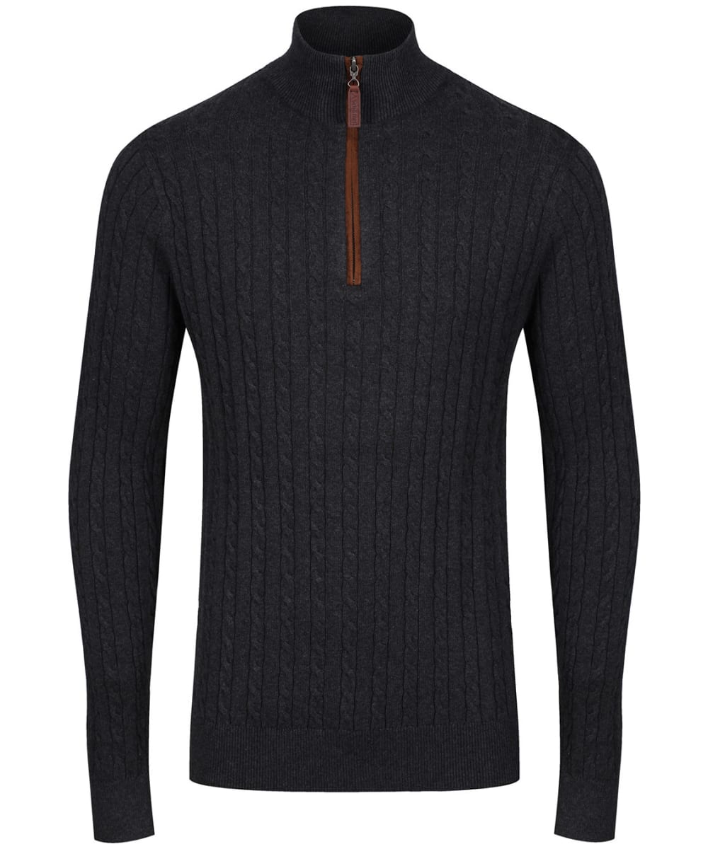 View Mens Schoffel Cotton Cashmere Cable 14 Zip Sweater Charcoal UK L information