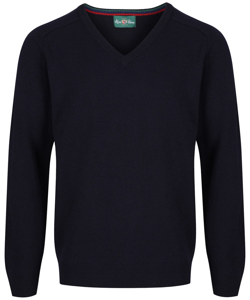 View Mens Alan Paine Streetly VNeck Lambswool Pullover Navy UK S information
