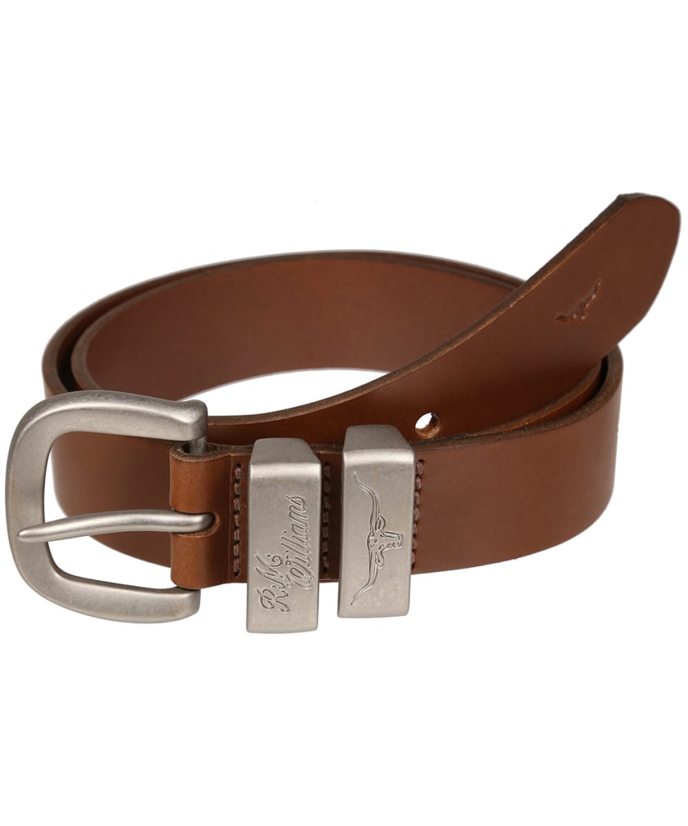 View Mens RM Williams 1 12 3 Piece Solid Hide Leather Belt Dark Tan 40 information