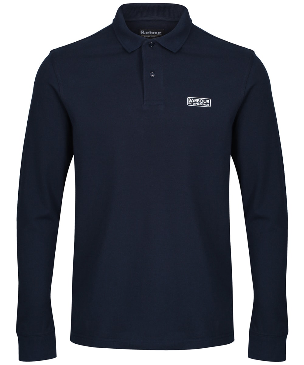 View Mens Barbour International Long Sleeve Polo Shirt International Navy UK M information