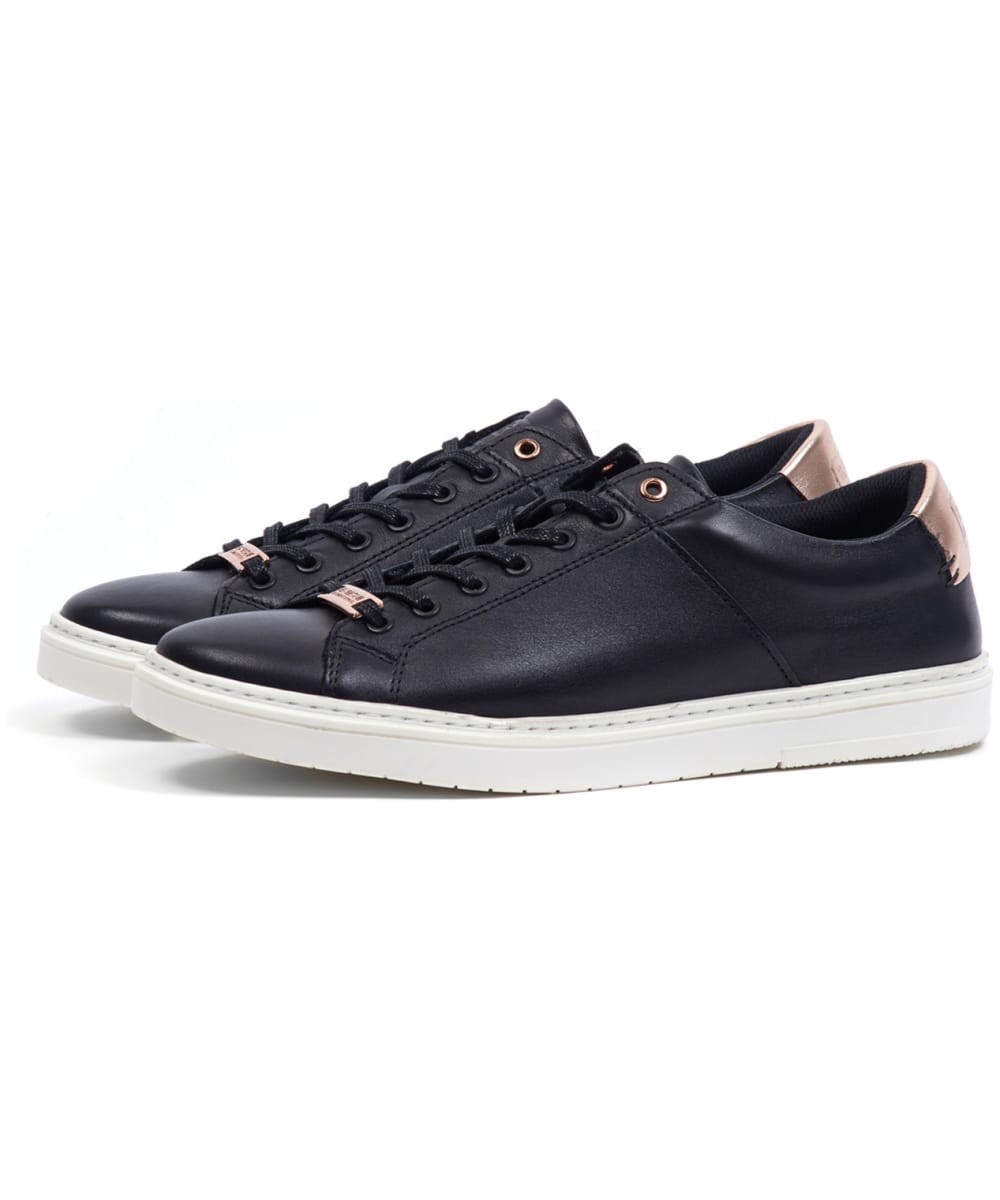 black leather womens trainers