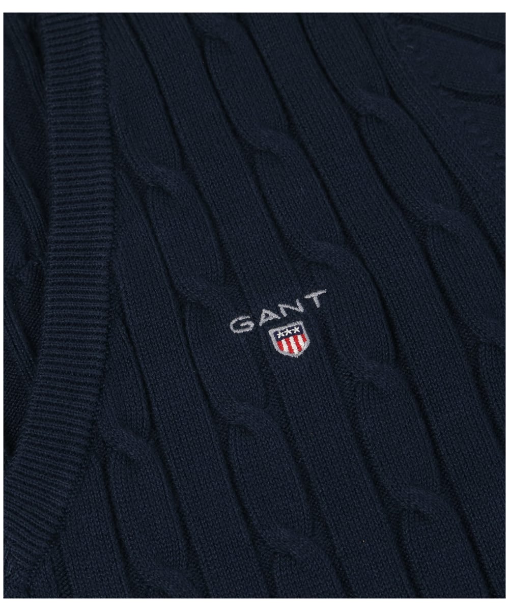 Women's Gant Stretch Cotton Cable V-Neck