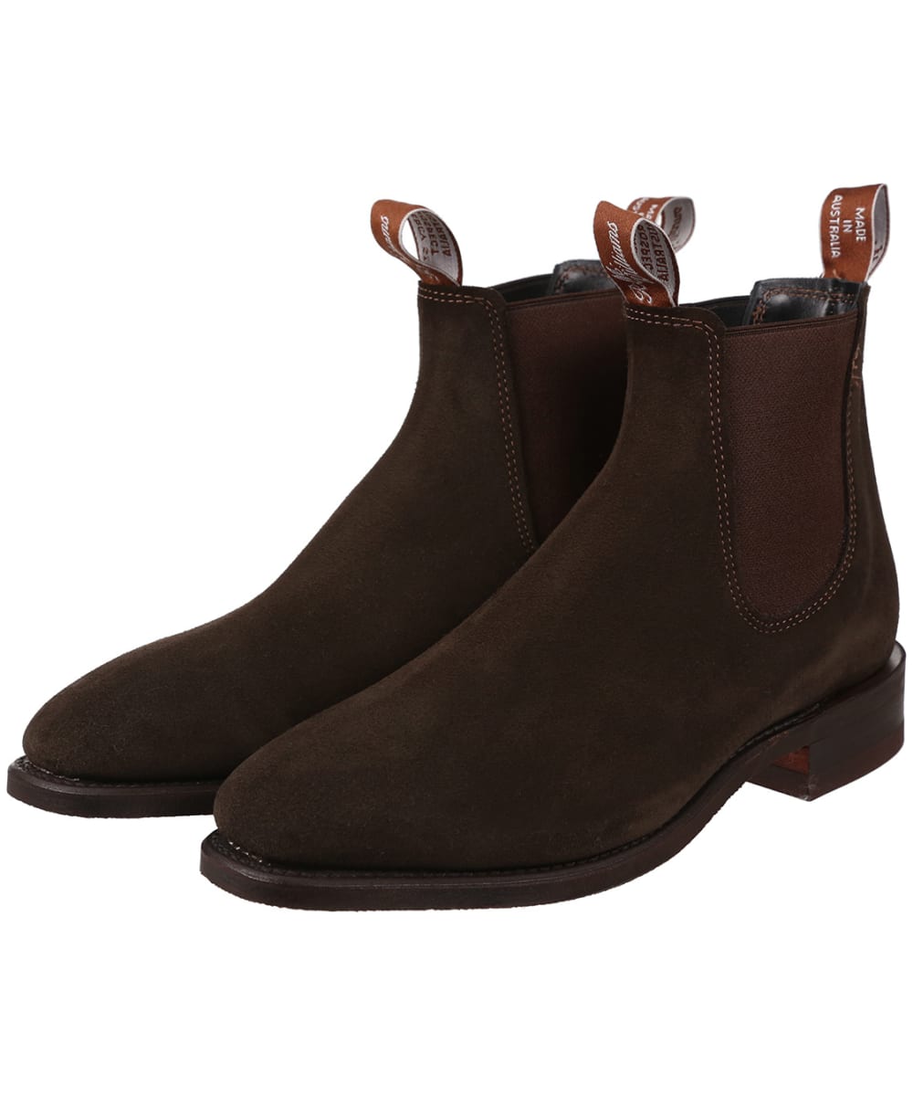 View Mens RM Williams Comfort Craftsman Boots Suede leather Comfort Rubber Sole H Wide Fit Chocolate UK 14 information