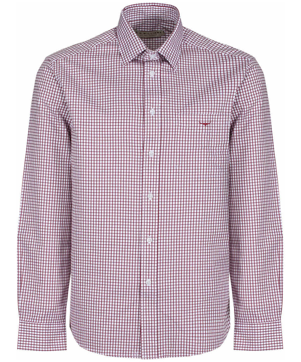 View Mens RM Williams Collins Cotton Twill Checked Shirt Burgundy White UK S information