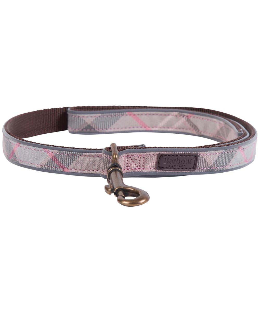 View Barbour Reflective Tartan Dog Lead Taupe Pink Tartan One size information
